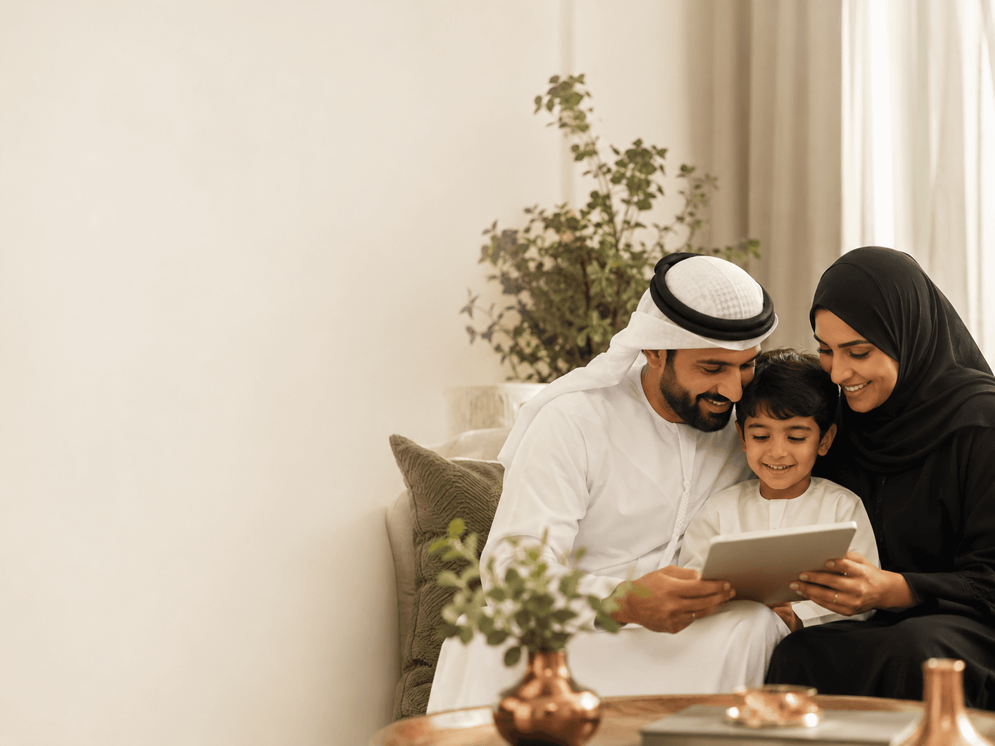 Family reading together, representing trust across generations.